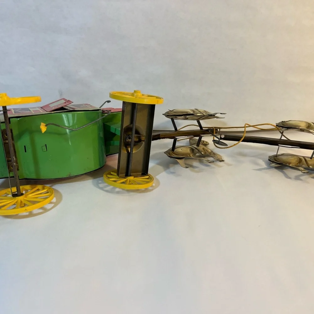 Vintage tin toy Northwestern Stage coach with horses , box and brochure. - Picture 7 of 14
